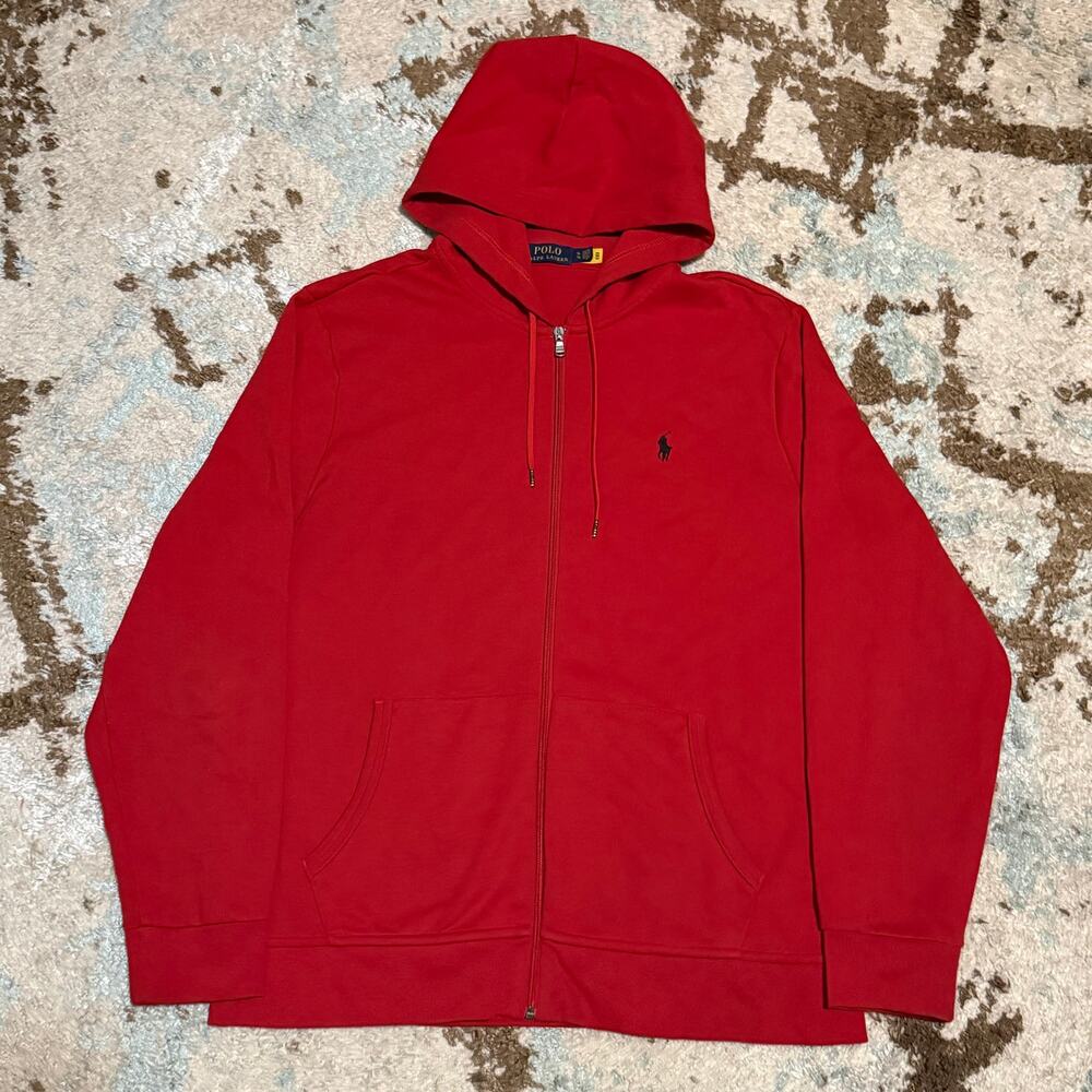 Polo Ralph Lauren Full Zip Hoodie Size XL Red Classic Essential